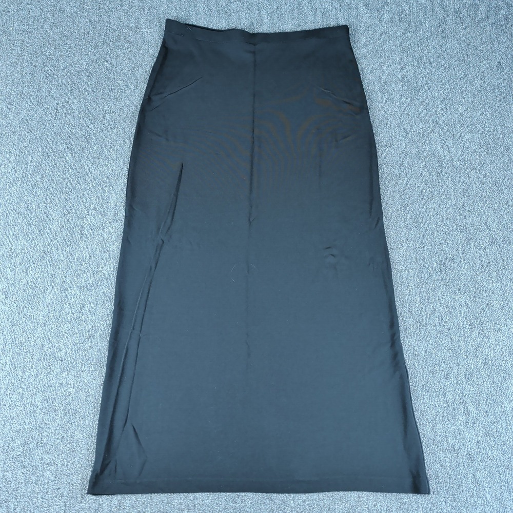 DKNY Maxi Skirt Size M Womens Black Rayon Blend Jersey Long Straight Minimalist